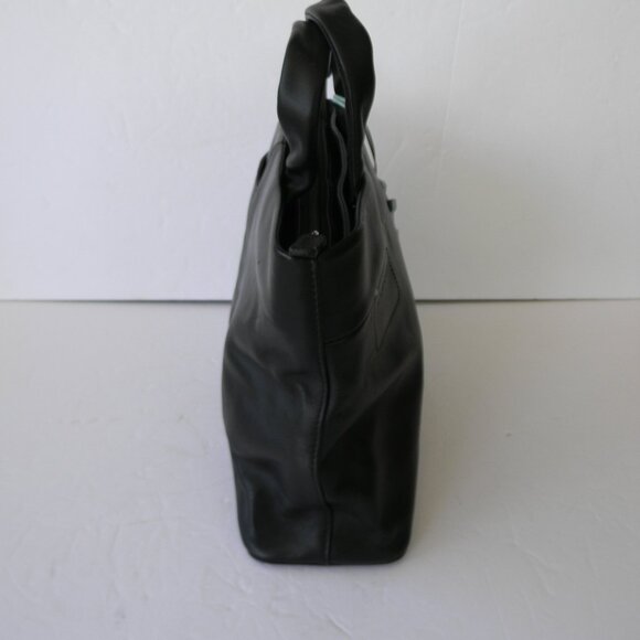 RADLEY LONDON BLACK LEATHER TOTE HANDBAG W/BLUE SCOTTY DOG DETAIL - Picture 3 of 10